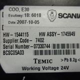 Scania DT12 EURO 4 užvedimo komplektas : ECU 1874484, COO 1856018, spyna su raktu